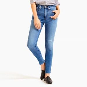 Everlane The High Rise Distressed Skinny Denim Raw Hem Jeans SIZE 26